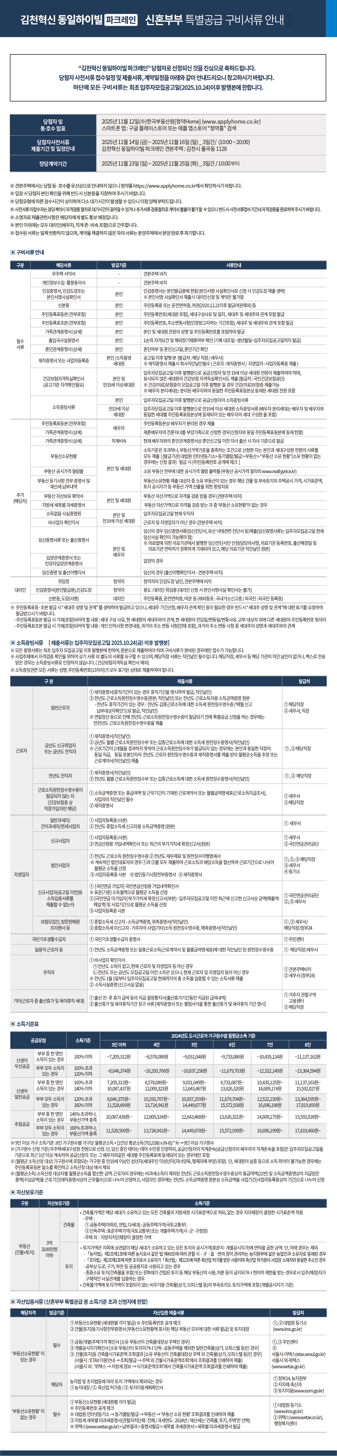 김천혁신 동일하이빌 파크레인 특별공급 신혼부부